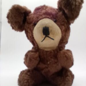 Vintage 1950's Japan 4.5" Teddy Bear - Glass Eyes Rare Brown Color VTG